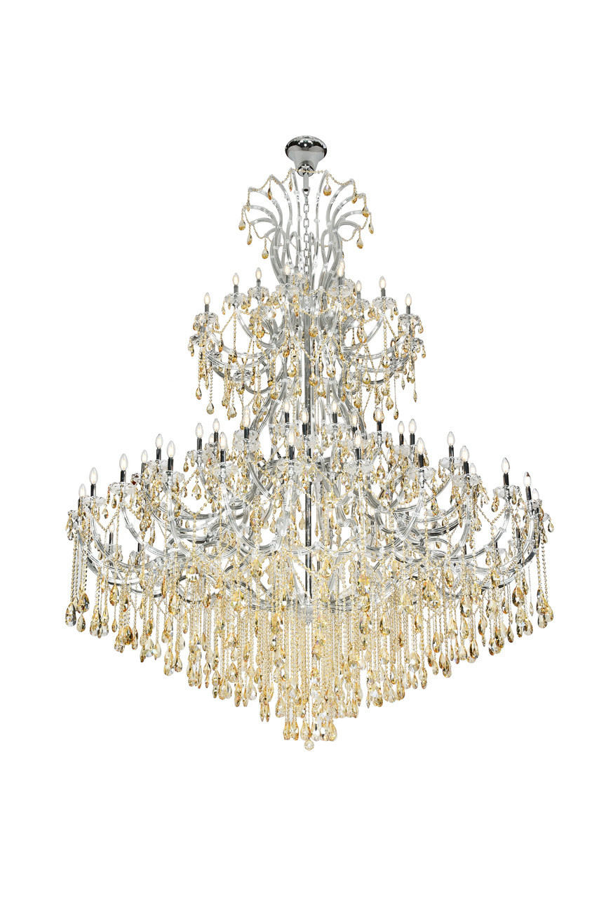 ELEGANT LIGHTING 2803G120C-GS/RC  Maria Theresa 84 light Chrome Chandelier with Golden Shadow tear drop crystals Golden Shadow (Champagne) Royal Cut Crystal