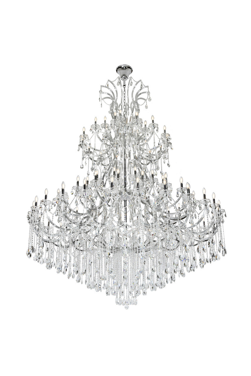 ELEGANT LIGHTING 2803G120C/RC  Maria Theresa 84 light Chrome Chandelier with clear tear drop crystals Clear Royal Cut Crystal