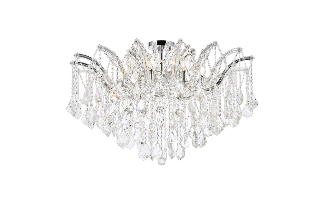 ELEGANT LIGHTING Value 2800F36C/RC  Maria Theresa 8 light Chrome Flush Mount Clear Royal Cut Crystal