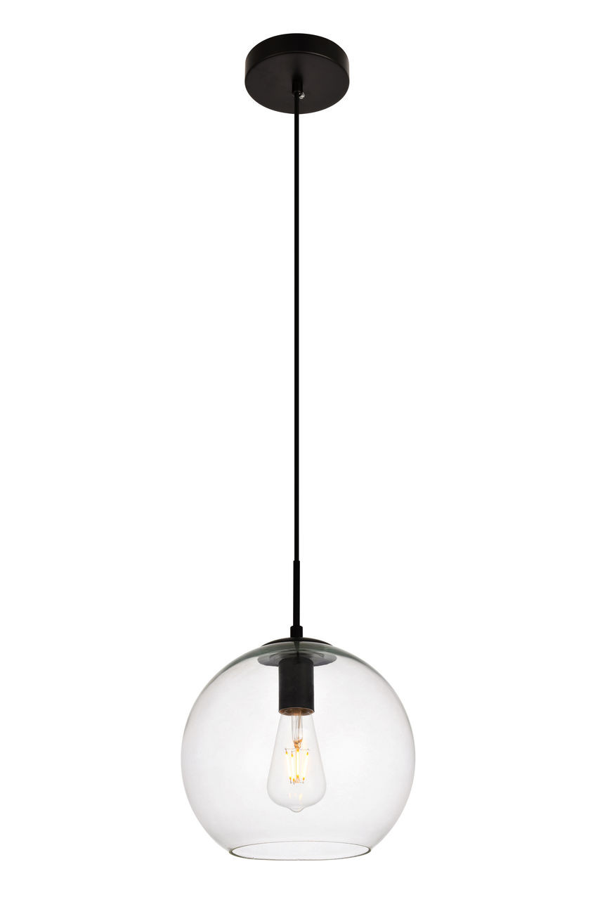 Living District LDPD2113 Placido Collection Pendant D9.8 H9.8 Lt:1 Black and Clear Finish