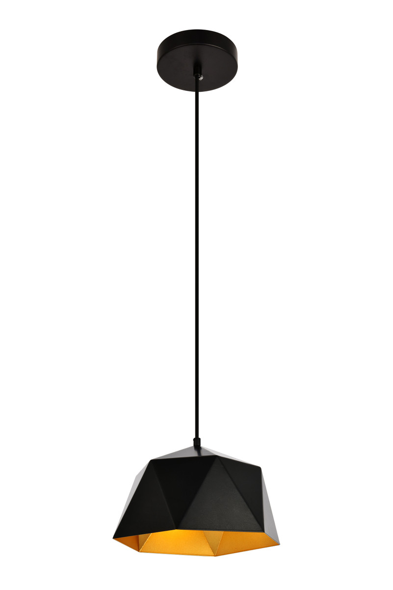 Living District LDPD2079 Arden Collection Pendant D10.2 H6.7 Lt:1 Black and Gold Finish