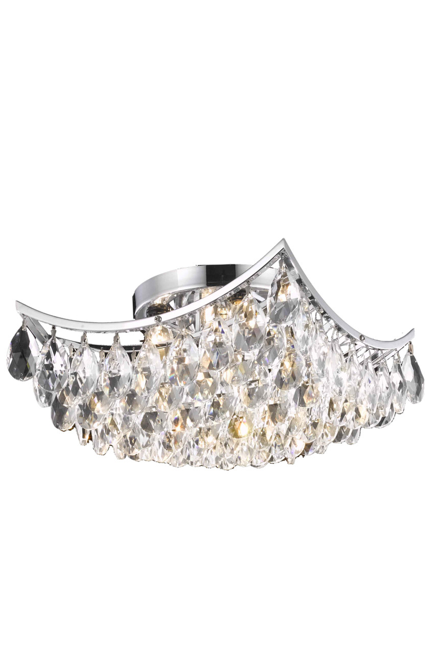 Living District LD9800F14C(872) Clara Collection Flush Mount D14in H7in Lt:4 Chrome Finish