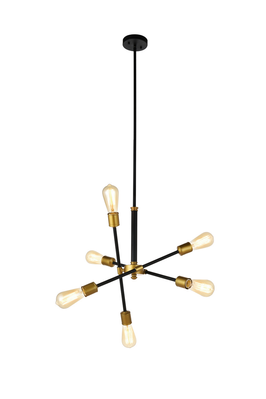 Living District LD8015D18BK Axel 6 Lights Black Pendant