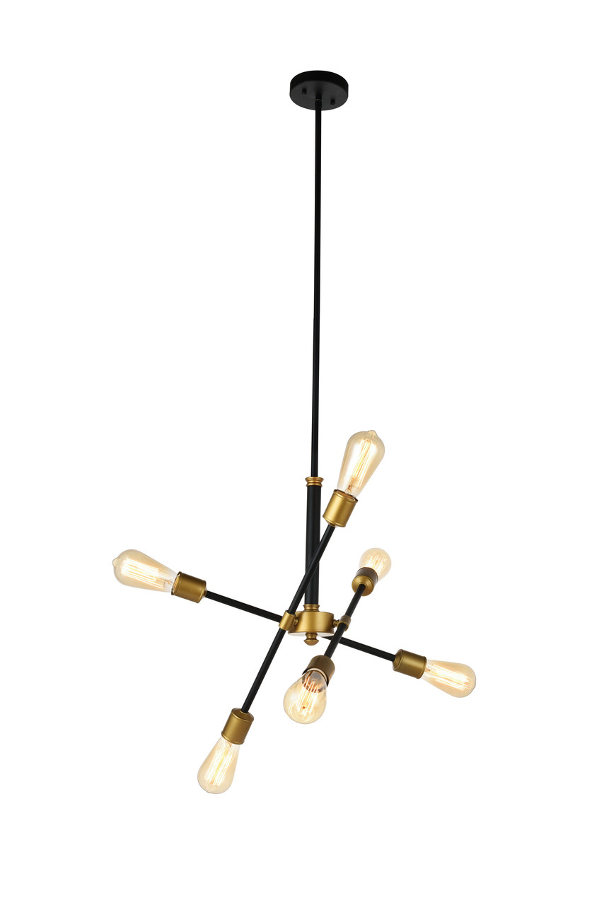 Living District LD8015D18BK Axel 6 Lights Black Pendant