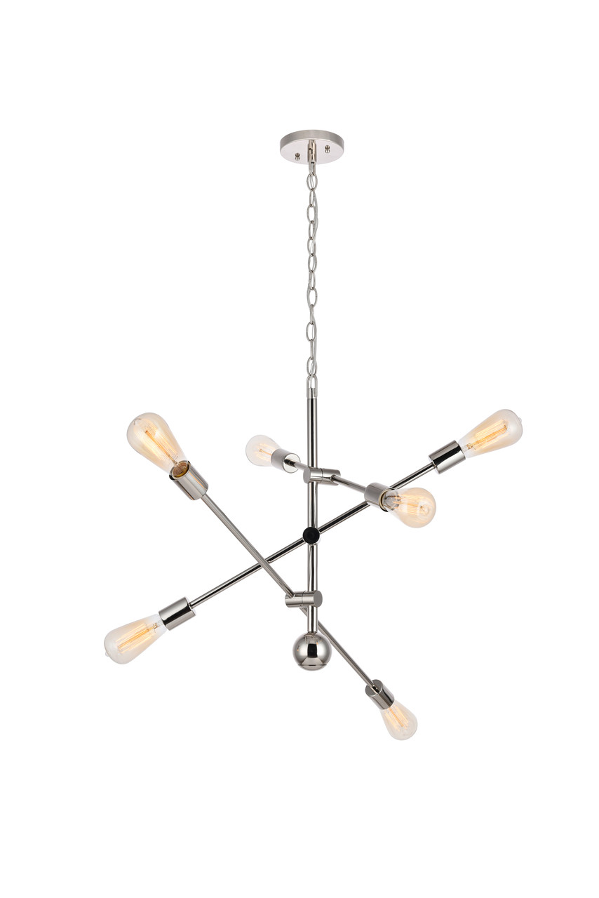 Living District LD8007D29PN Axel 6 Lights polished Nickel Pendant