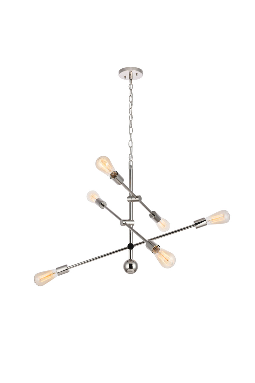 Living District LD8007D29PN Axel 6 Lights polished Nickel Pendant