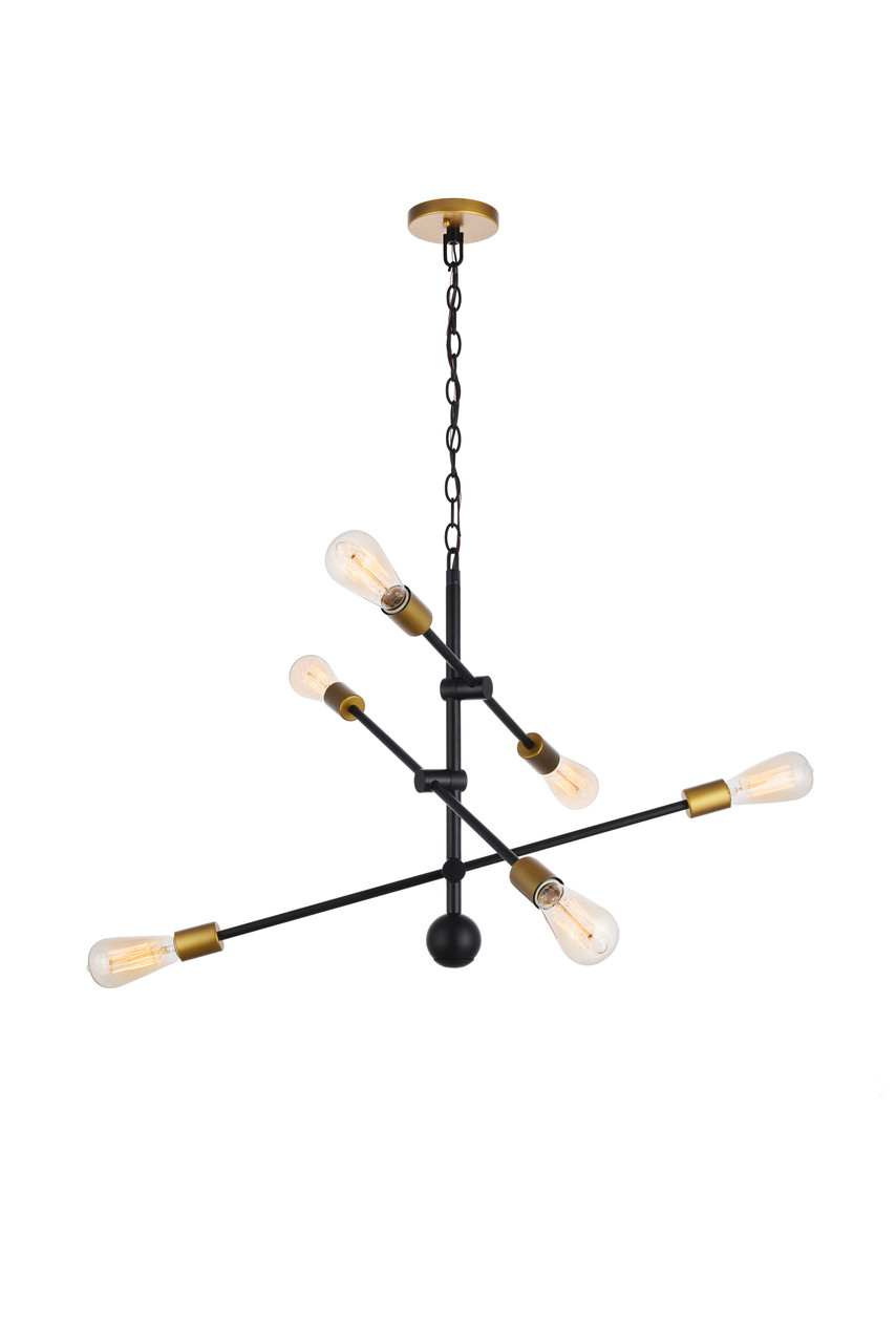 Living District LD8006D29BK Axel 6 Lights Black Pendant