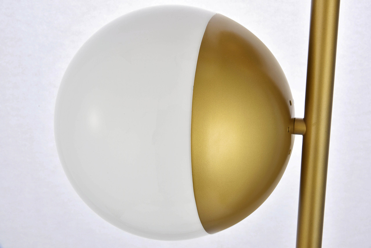 Living District LD6162BR Eclipse 3 Lights Brass Floor Lamp With Frosted White Glass