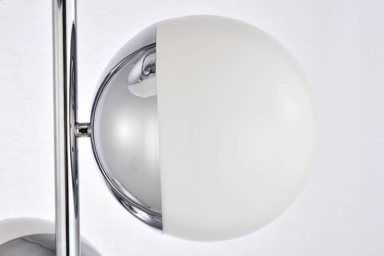 Living District LD6160C Eclipse 3 Lights Chrome Floor Lamp With Frosted White Glass