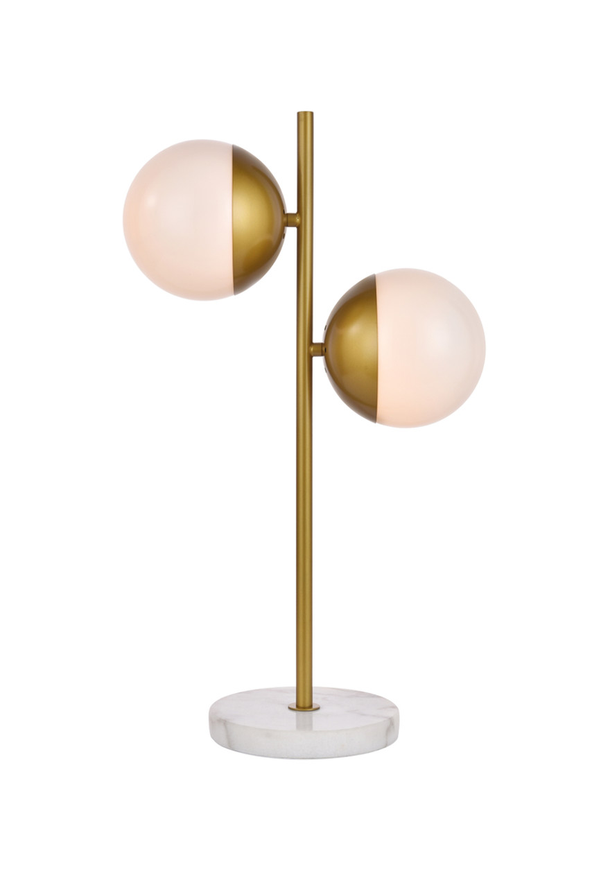 Living District LD6156BR Eclipse 2 Lights Brass Table Lamp With Frosted White Glass