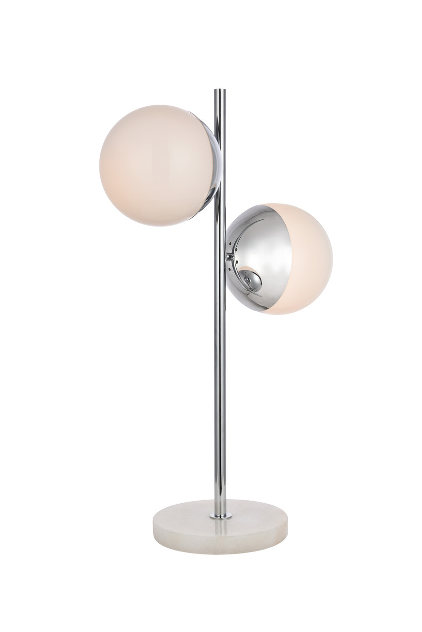 Living District LD6154C Eclipse 2 Lights Chrome Table Lamp With Frosted White Glass