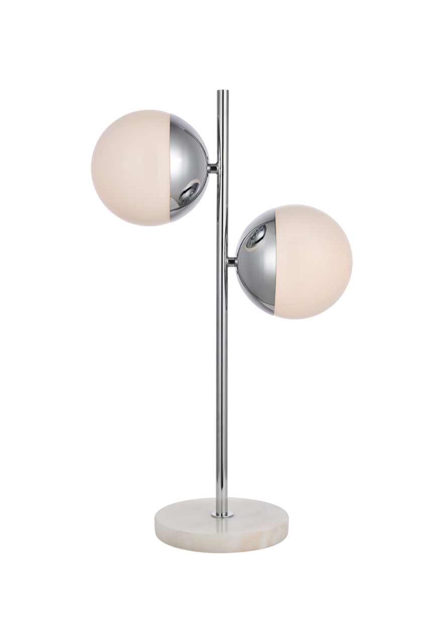 Living District LD6154C Eclipse 2 Lights Chrome Table Lamp With Frosted White Glass