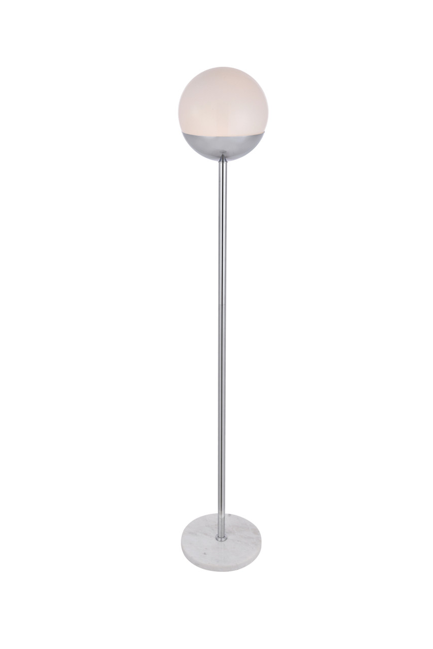 Living District LD6148C Eclipse 1 Light Chrome Floor Lamp With Frosted White Glass