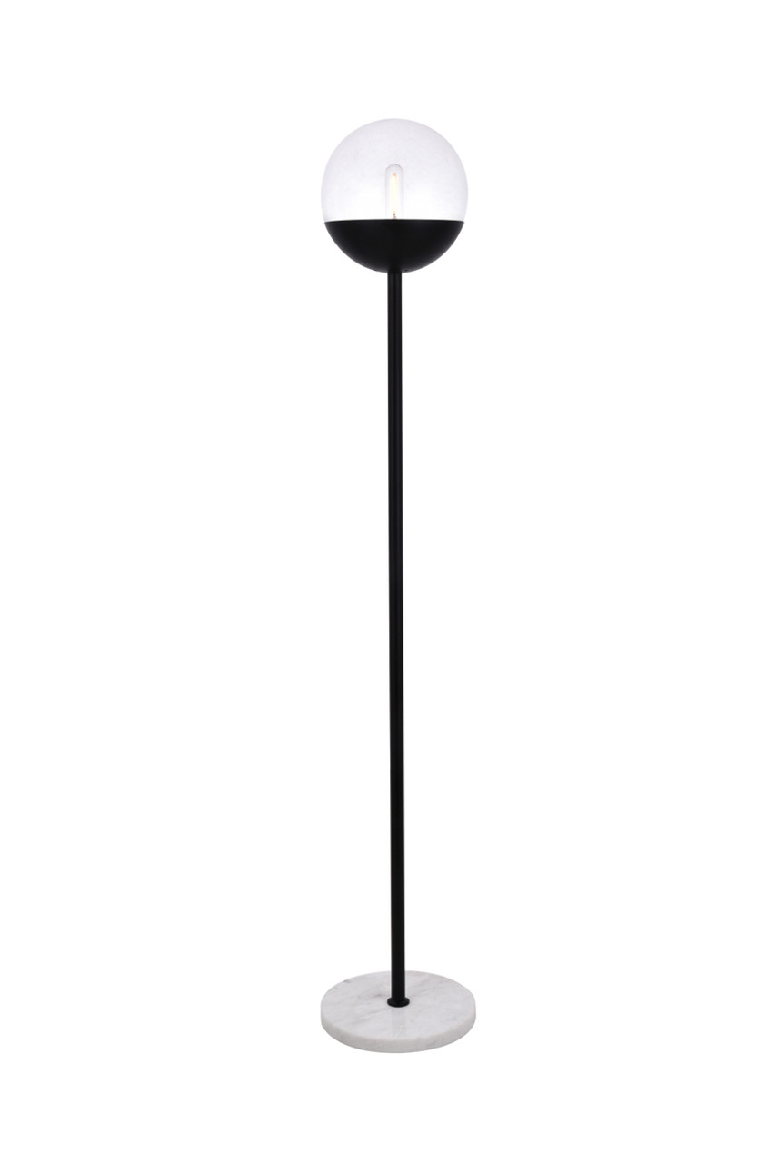 Living District LD6147BK Eclipse 1 Light Black Floor Lamp With Clear Glass