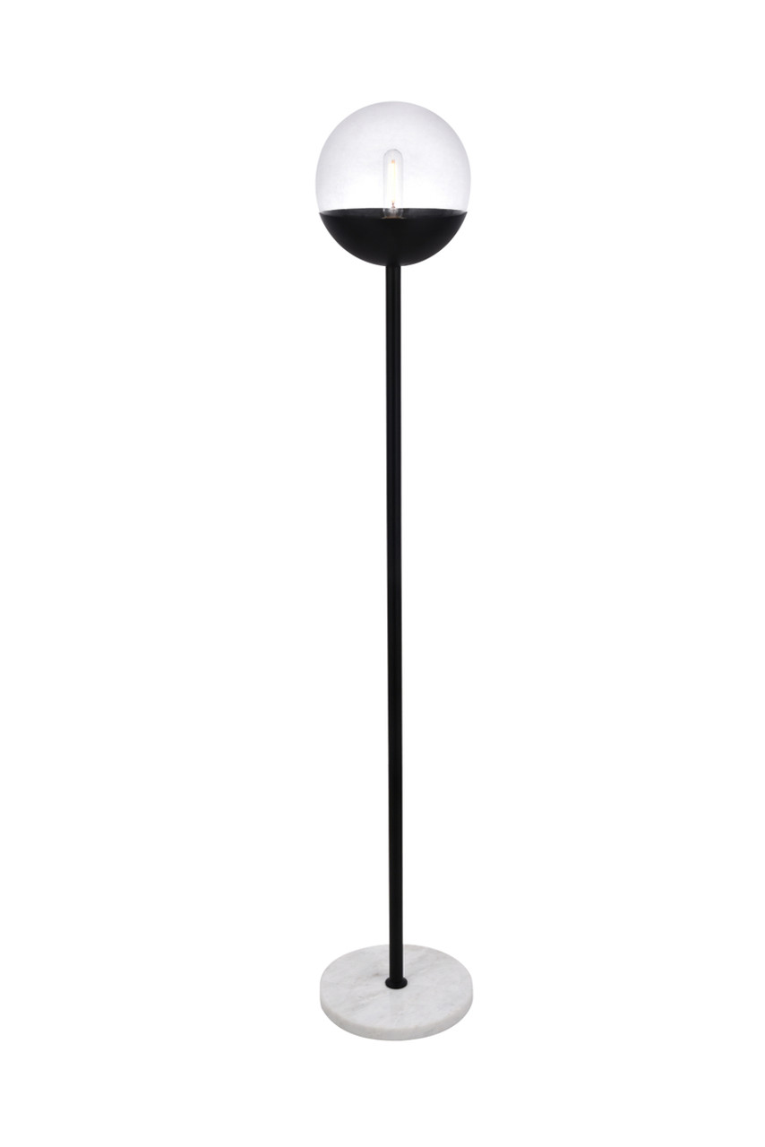 Living District LD6147BK Eclipse 1 Light Black Floor Lamp With Clear Glass