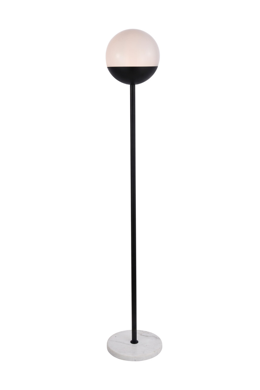 Living District LD6146BK Eclipse 1 Light Black Floor Lamp With Frosted White Glass