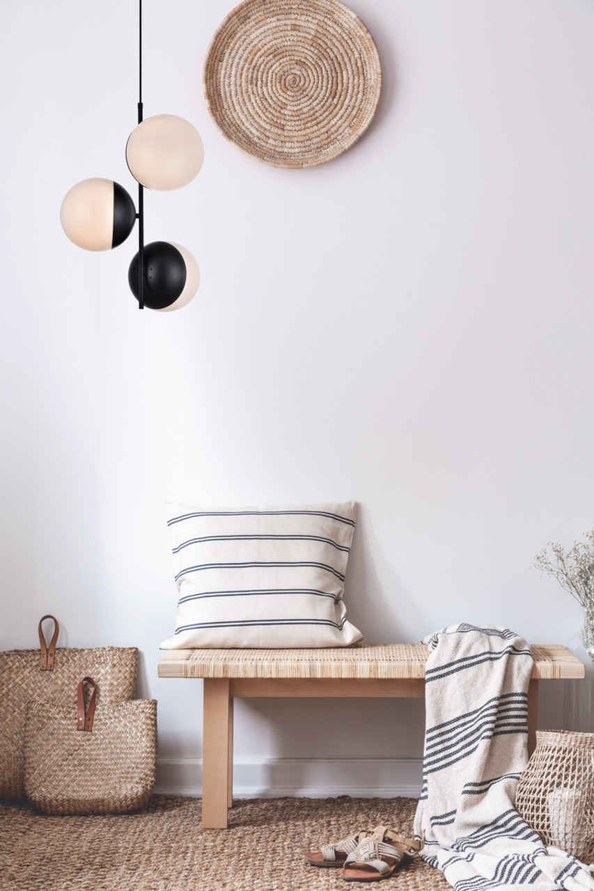 Living District LD6122BK Eclipse 3 Lights Black Pendant With Frosted White Glass Living District LD6122BK Eclipse 3 Lights Black Pendant With Frosted White Glass