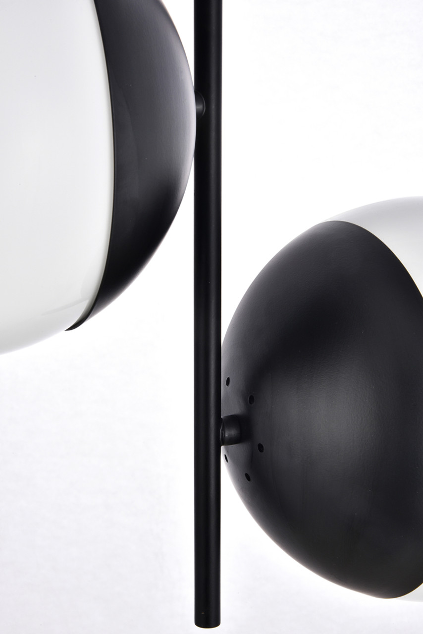 Living District LD6116BK Eclipse 2 Lights Black Pendant With Frosted White Glass Living District LD6116BK Eclipse 2 Lights Black Pendant With Frosted White Glass