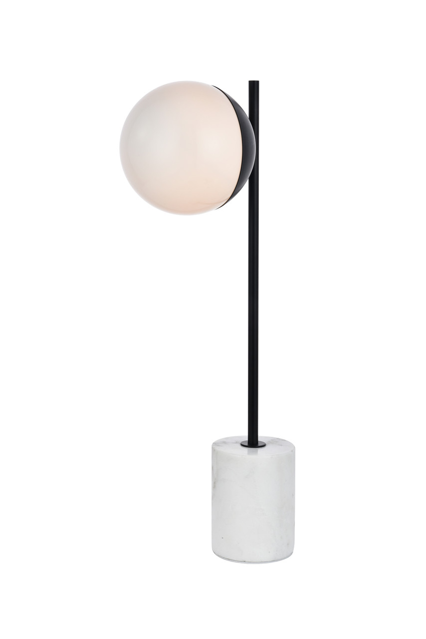 Living District LD6104BK Eclipse 1 Light Black Table Lamp With Frosted White Glass