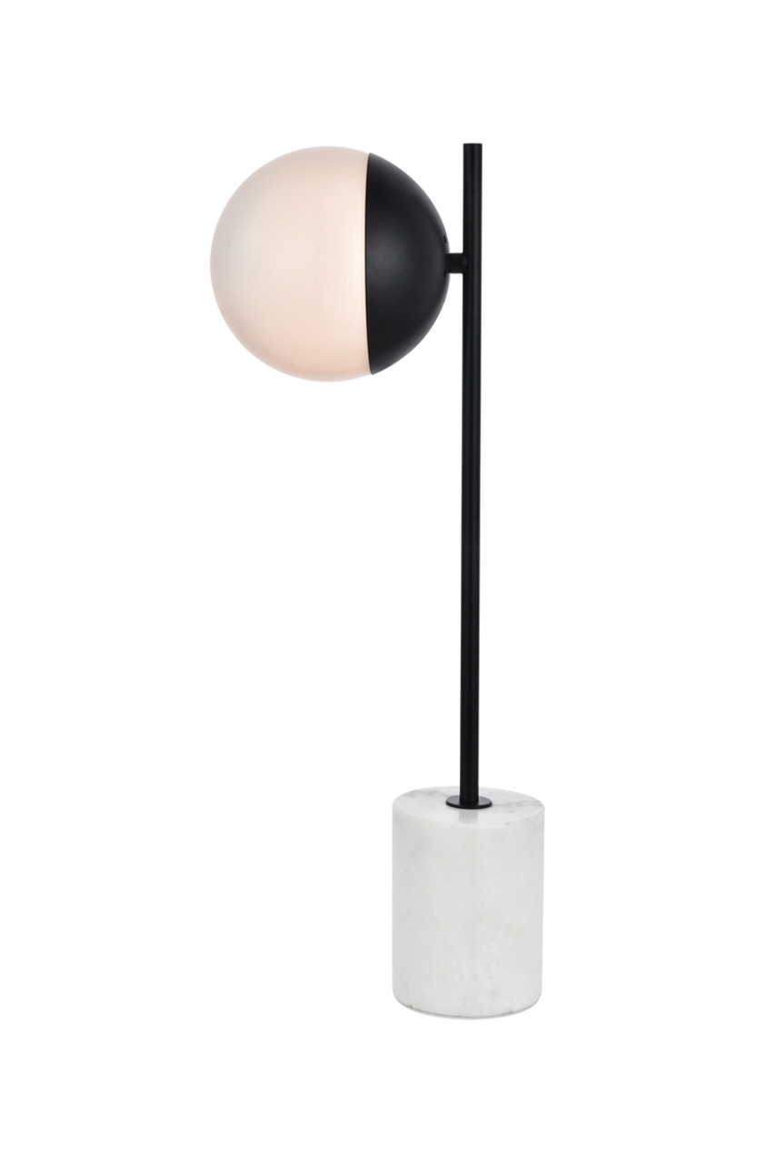 Living District LD6104BK Eclipse 1 Light Black Table Lamp With Frosted White Glass