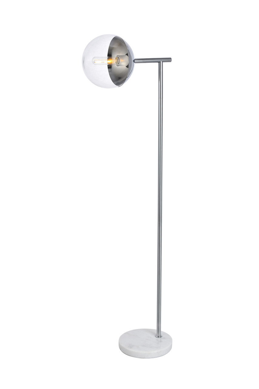Living District LD6101C Eclipse 1 Light Chrome Floor Lamp With Clear Glass