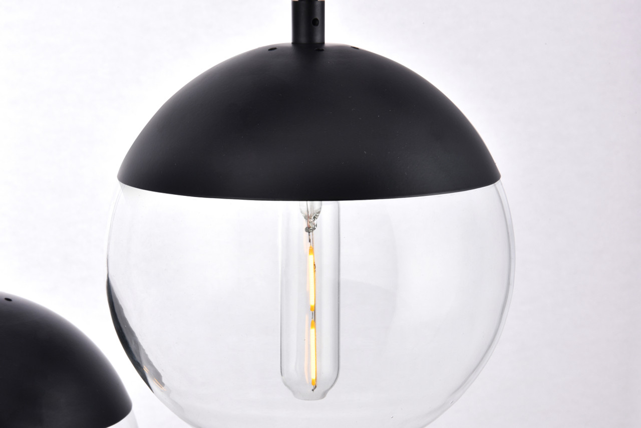 Living District LD6069BK Eclipse 3 Lights Black Pendant With Clear Glass