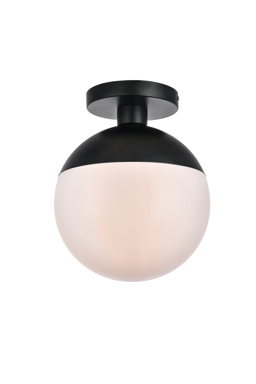 Living District LD6062BK Eclipse 1 Light Black Flush Mount With Frosted White Glass