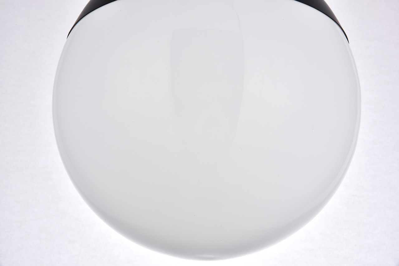 Living District LD6056BK Eclipse 1 Light Black Flush Mount With Frosted White Glass