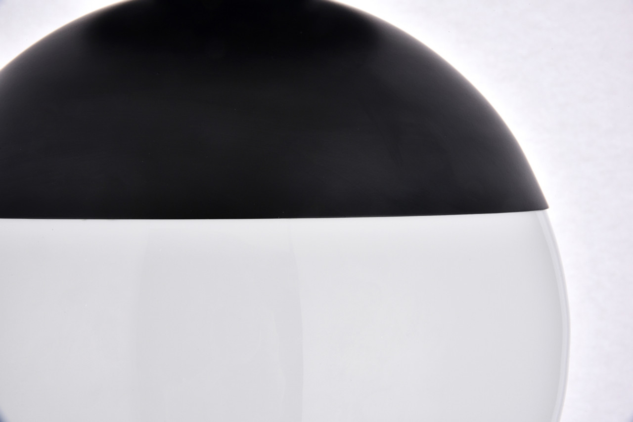 Living District LD6056BK Eclipse 1 Light Black Flush Mount With Frosted White Glass