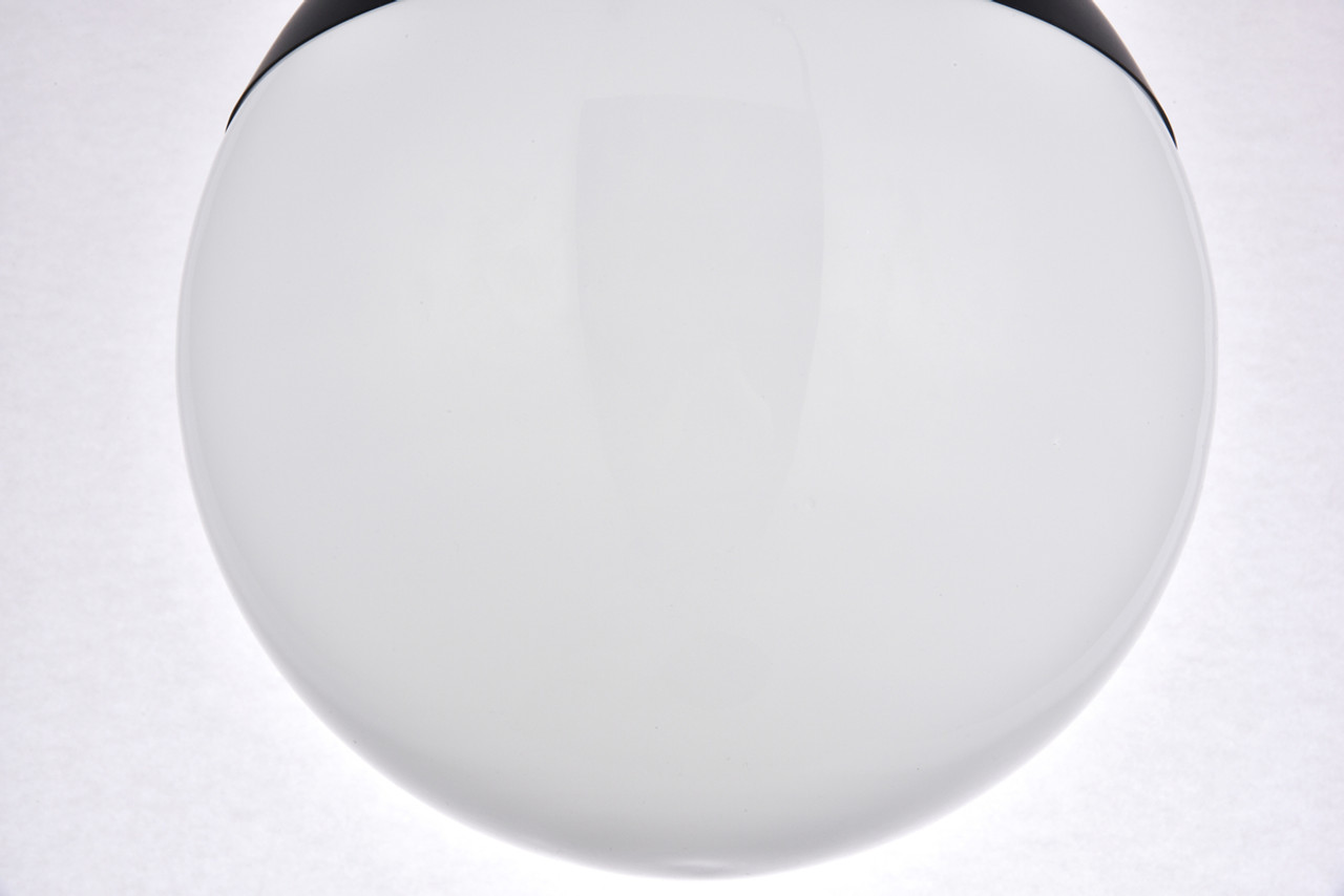 Living District LD6056BK Eclipse 1 Light Black Flush Mount With Frosted White Glass