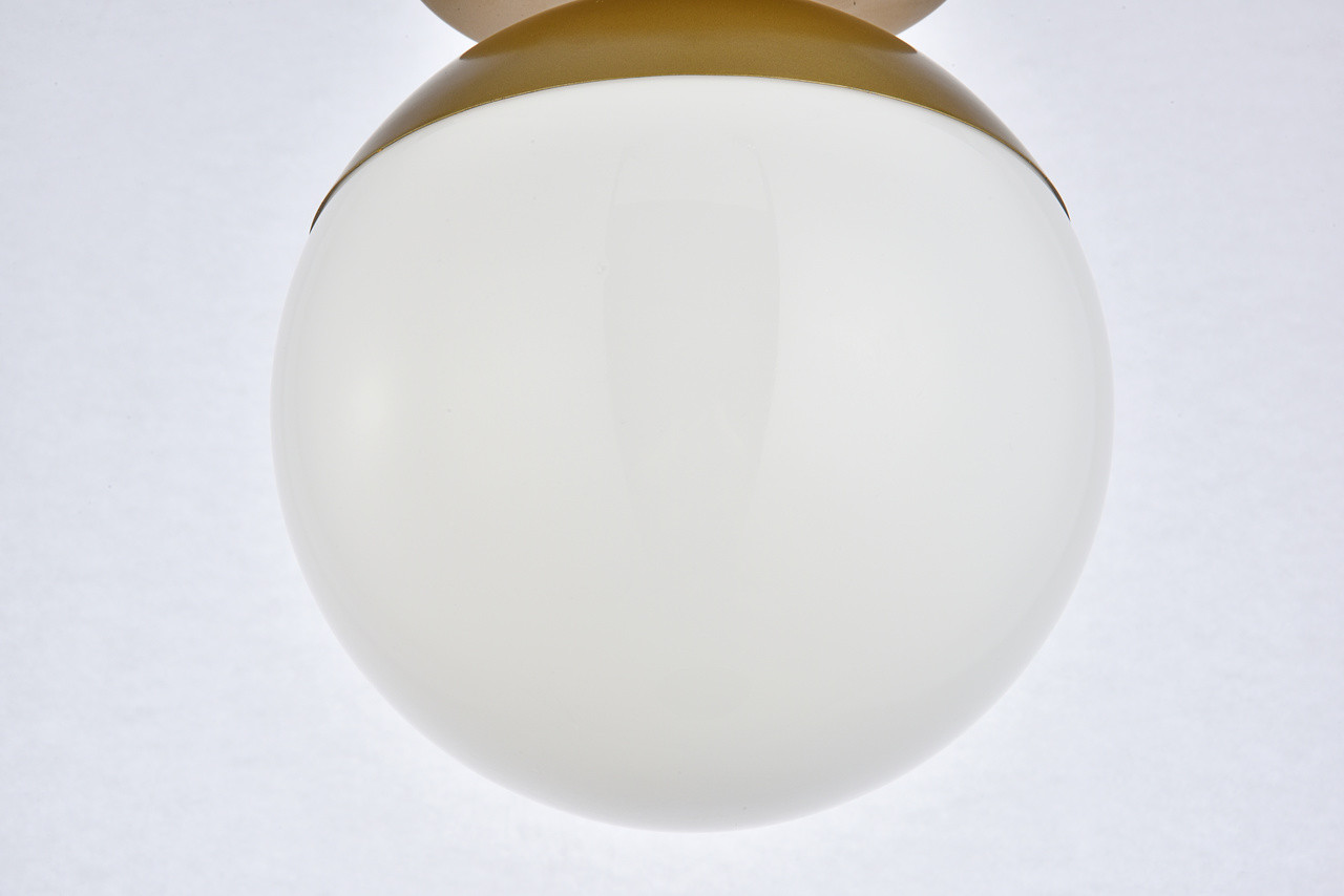 Living District LD6054BR Eclipse 1 Light Brass Flush Mount With Frosted White Glass