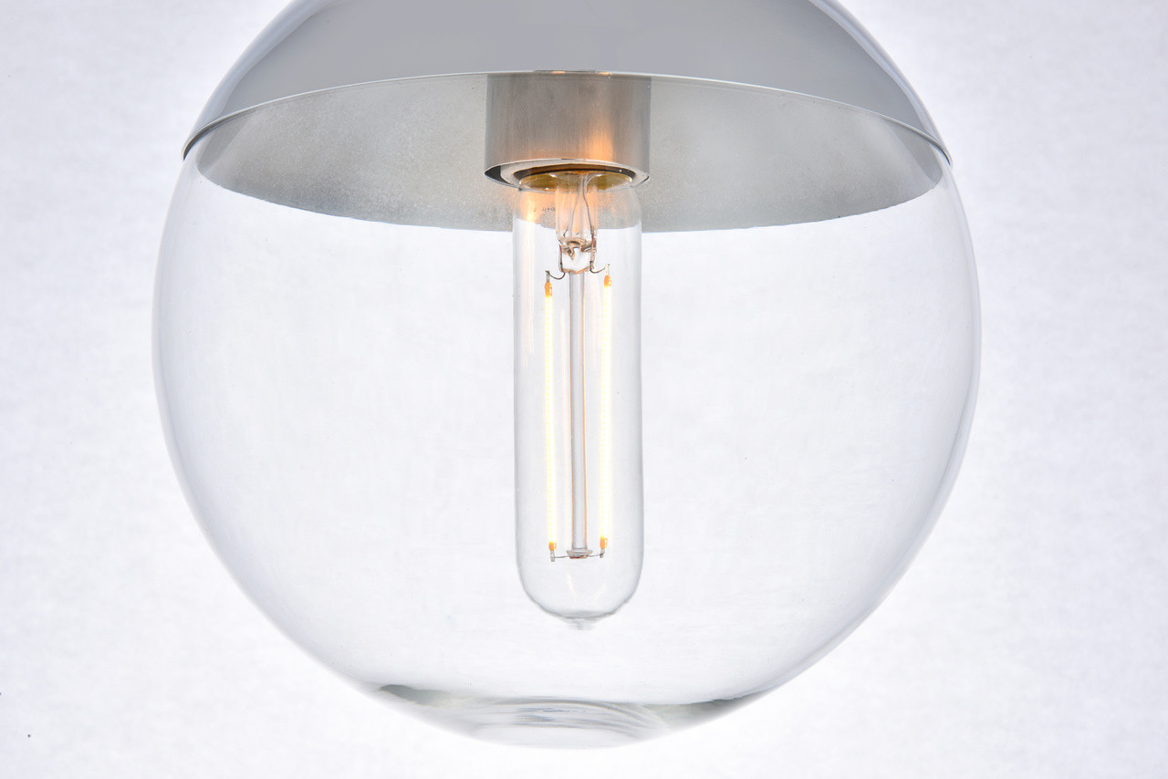 Living District LD6053C Eclipse 1 Light Chrome Flush Mount With Clear Glass