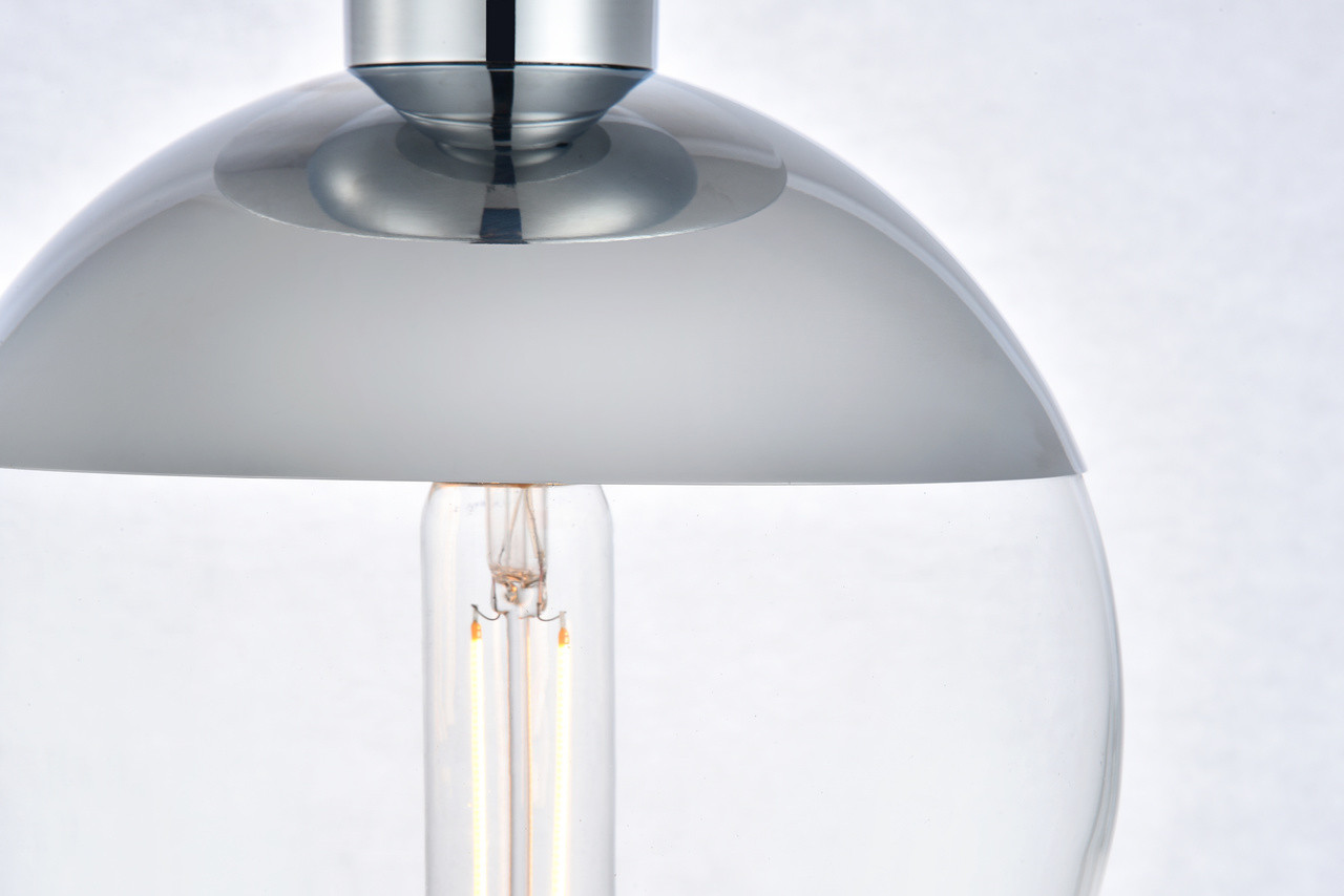 Living District LD6053C Eclipse 1 Light Chrome Flush Mount With Clear Glass