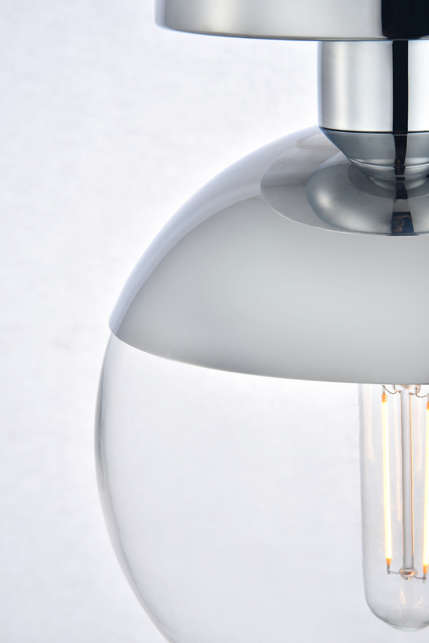 Living District LD6053C Eclipse 1 Light Chrome Flush Mount With Clear Glass