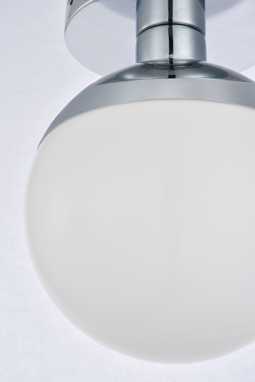 Living District LD6052C Eclipse 1 Light Chrome Flush Mount With Frosted White Glass