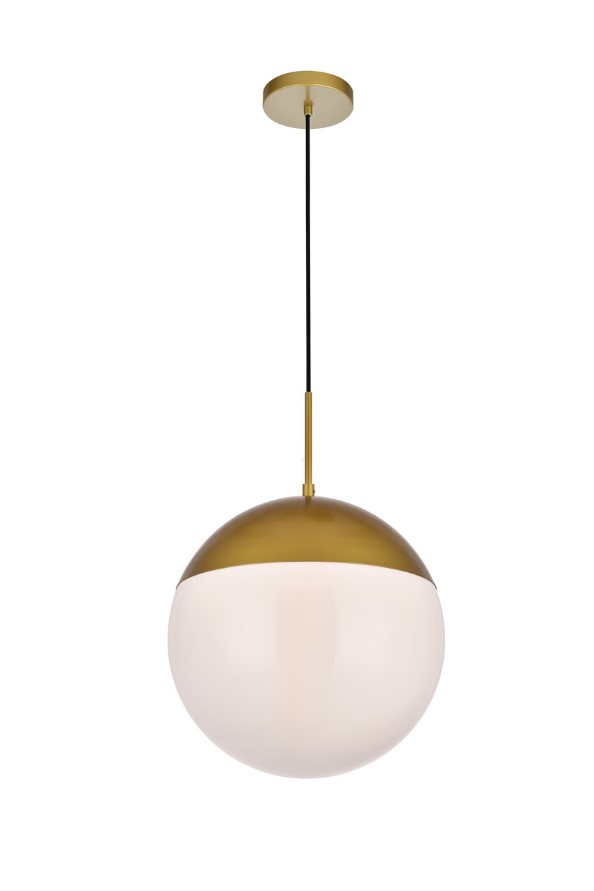 Living District LD6048BR Eclipse 1 Light Brass Pendant With Frosted White Glass