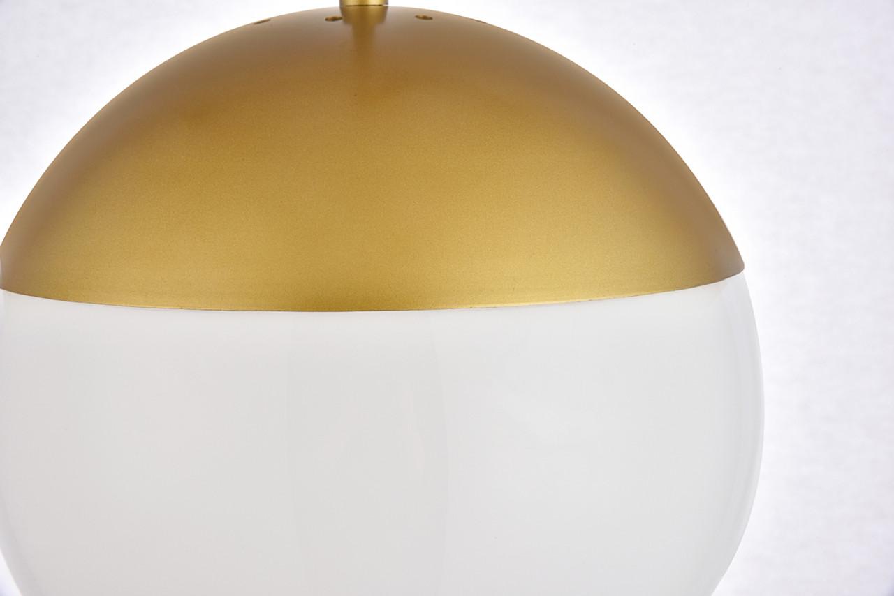 Living District LD6036BR Eclipse 1 Light Brass Pendant With Frosted White Glass