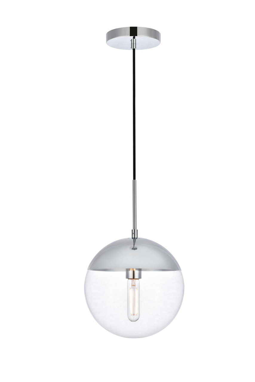 Living District LD6035C Eclipse 1 Light Chrome Pendant With Clear Glass