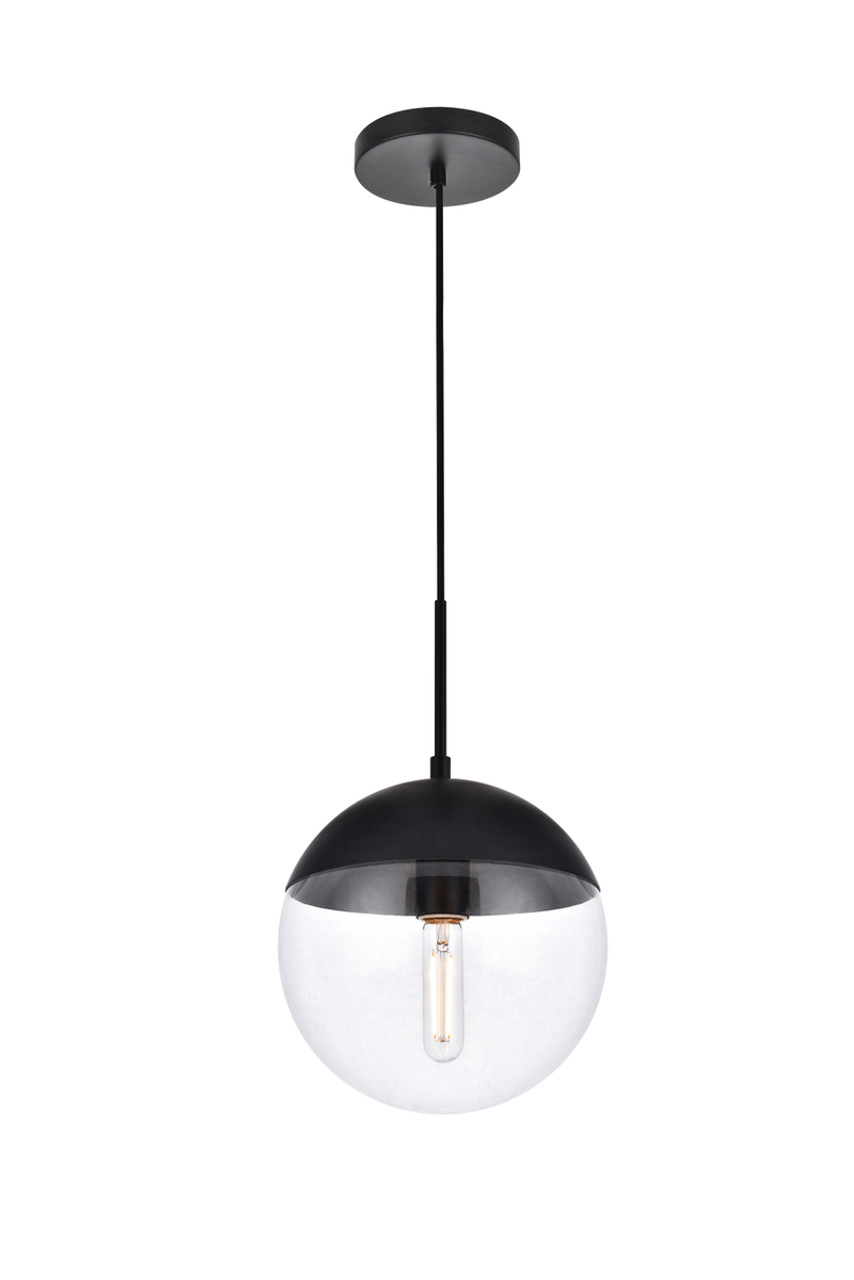 Living District LD6033BK Eclipse 1 Light Black Pendant With Clear Glass