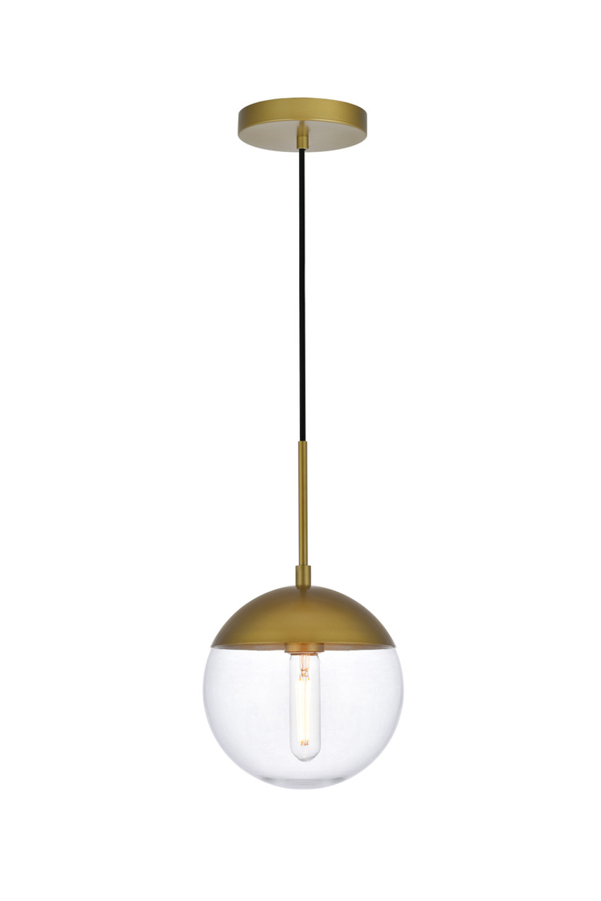 Living District LD6031BR Eclipse 1 Light Brass Pendant With Clear Glass