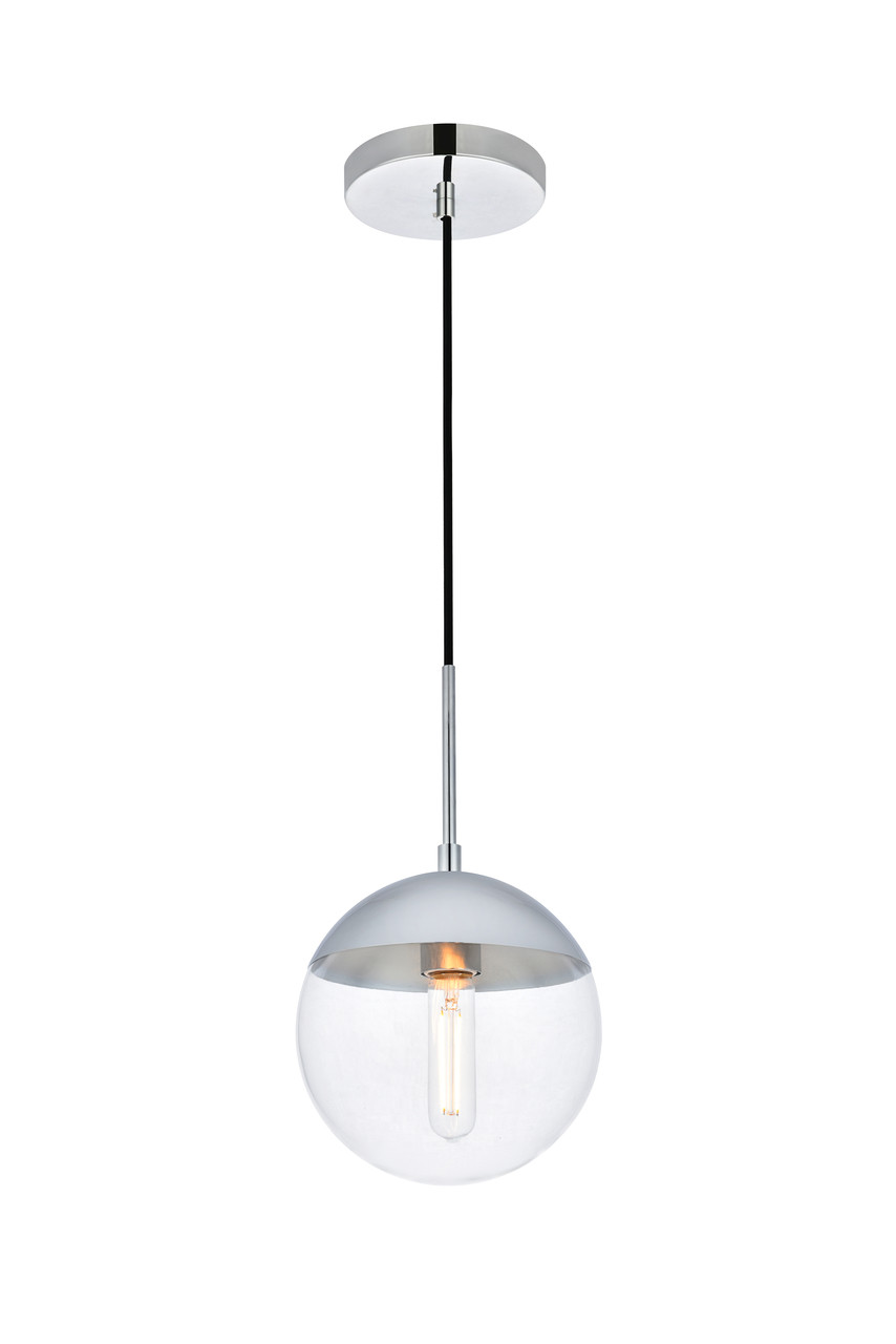 Living District LD6029C Eclipse 1 Light Chrome Pendant With Clear Glass