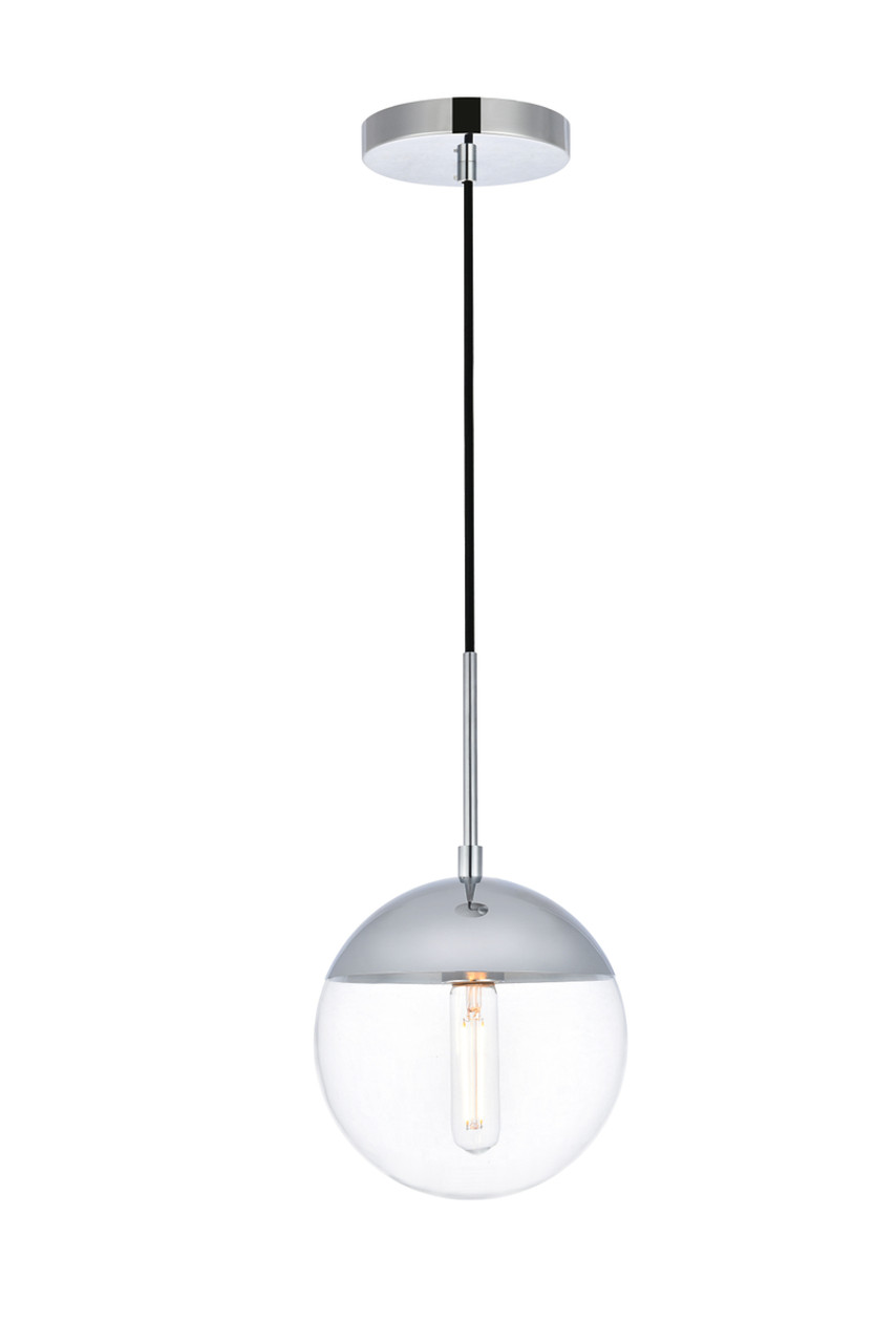 Living District LD6029C Eclipse 1 Light Chrome Pendant With Clear Glass