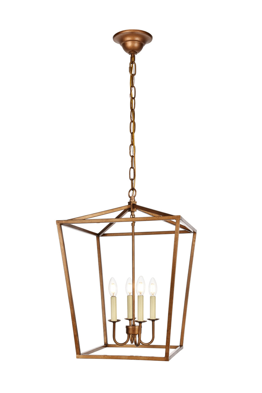 Living District LD6008D17G Maddox Collection Pendant D17 H24.25 Lt:4 Vintage Gold Finish