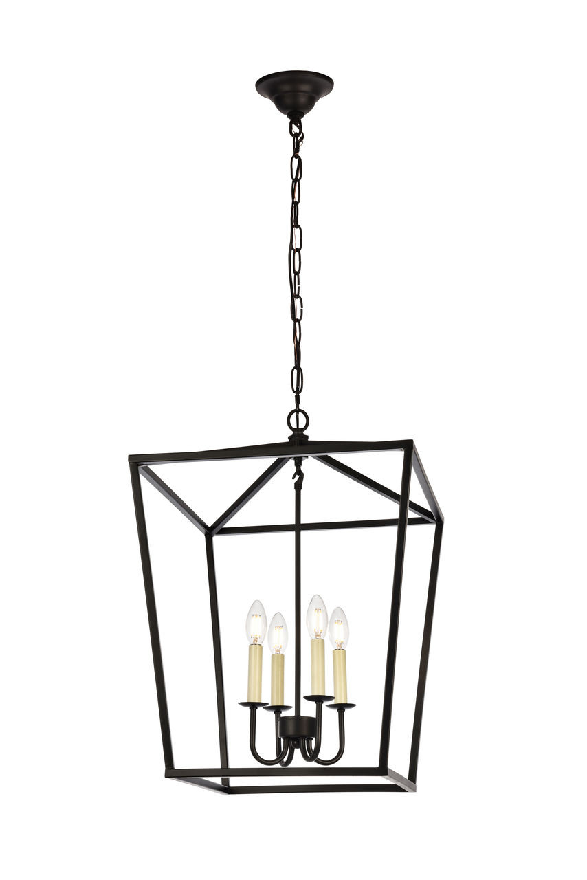 Living District LD6008D17BK Maddox Collection Pendant D17 H24.25 Lt:4 Black Finish