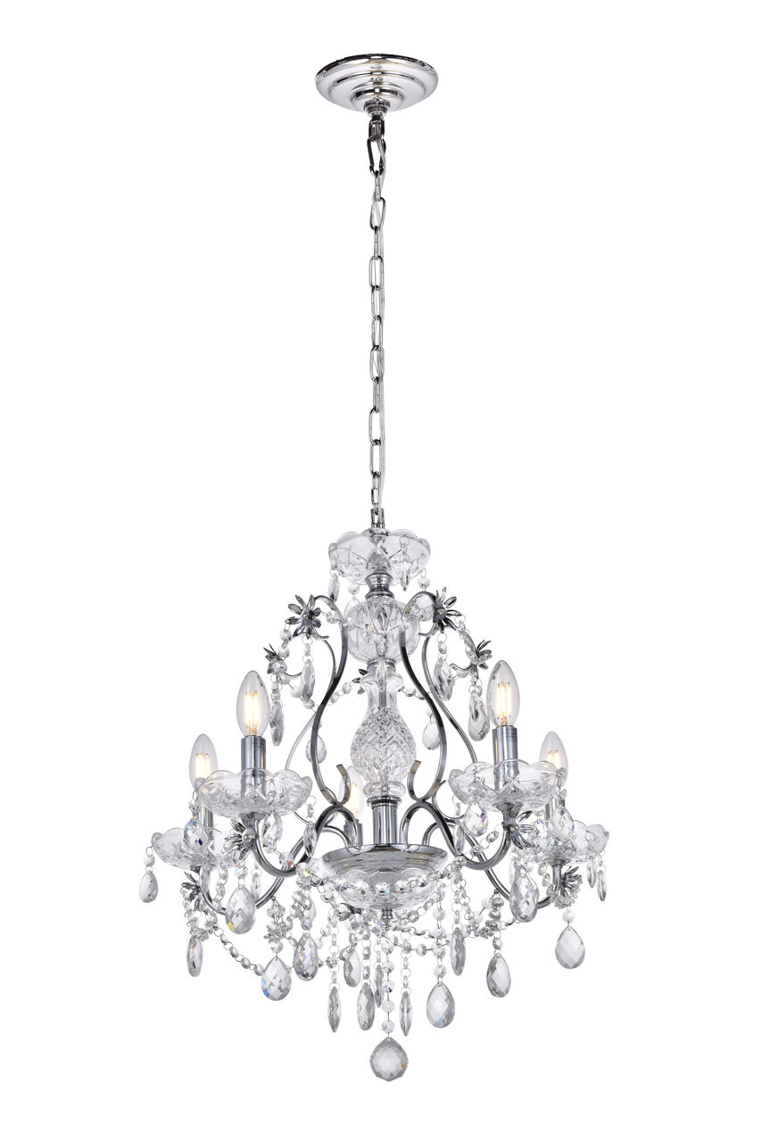 Living District LD4005D22C Voltaire Collection Chandelier D22 H22 Lt:5 Chrome Finish