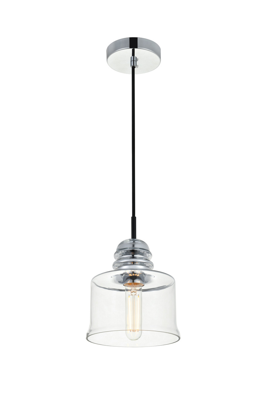 Living District LD2253C Kenna 1 Light Chrome Pendant With Clear Glass