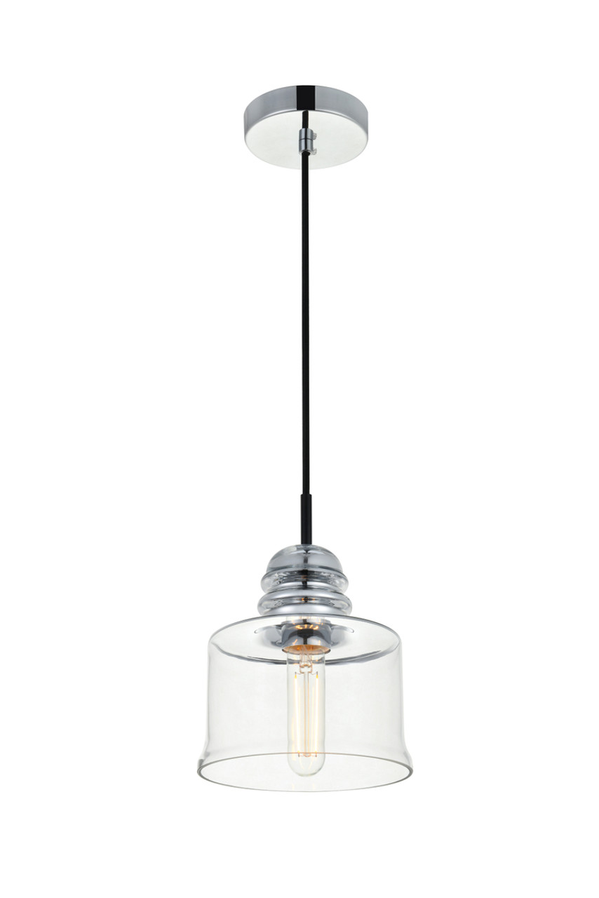 Living District LD2253C Kenna 1 Light Chrome Pendant With Clear Glass