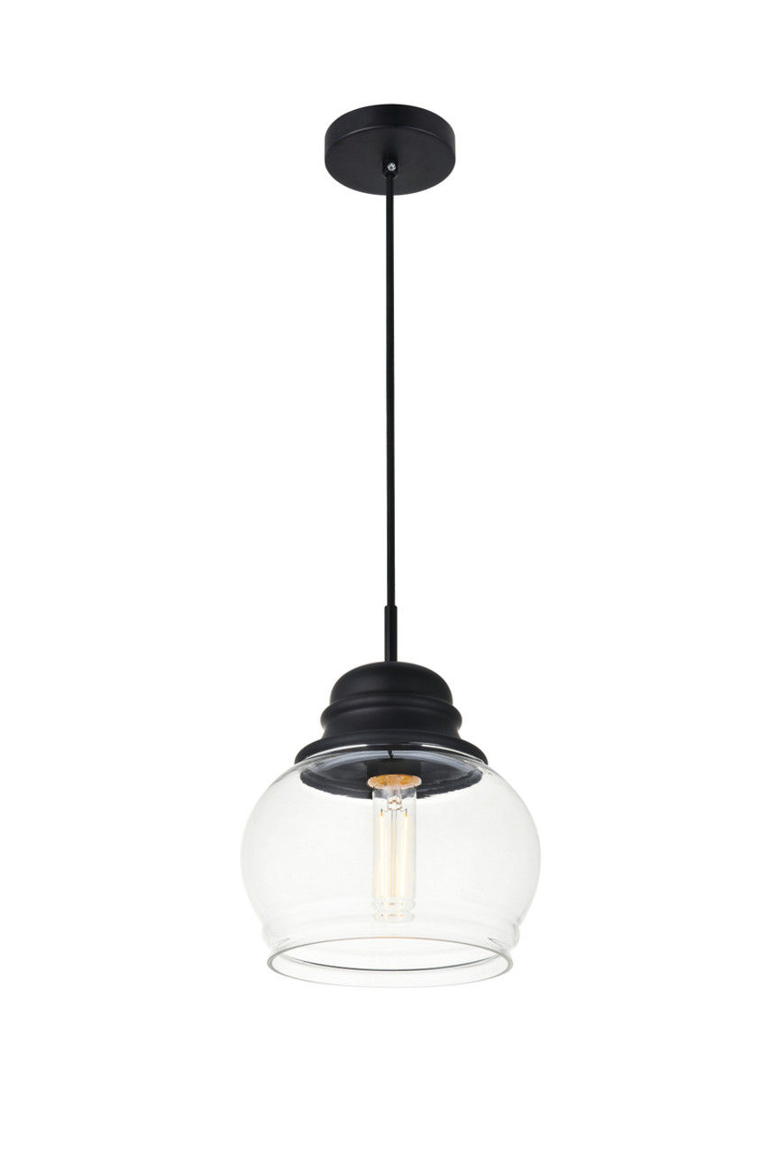 Living District LD2252BK Kenna 1 Light Black Pendant With Clear Glass