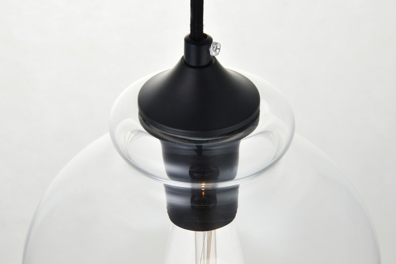 Living District LD2247BK Destry 3 Lights Black Pendant With Clear Glass