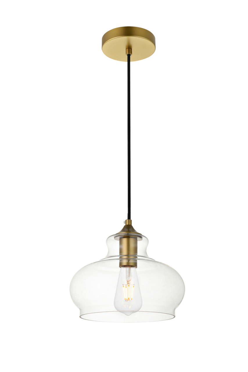 Living District LD2246BR Destry 1 Light Brass Pendant With Clear Glass